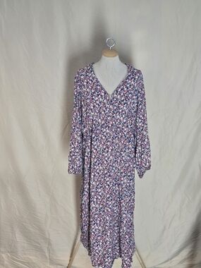 H&M Floral Print Maxi Dress in Red, Blue, Yellow and Cream